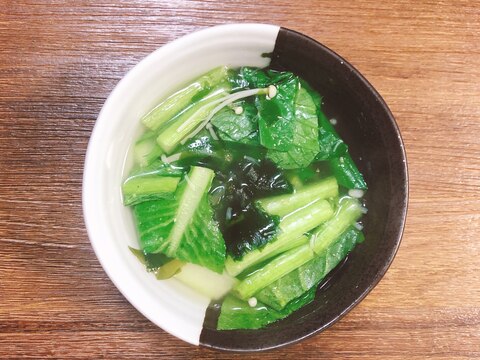 小松菜とえのきのわかめスープ